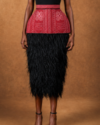 Bogolan Ostritch Feathered Skirt