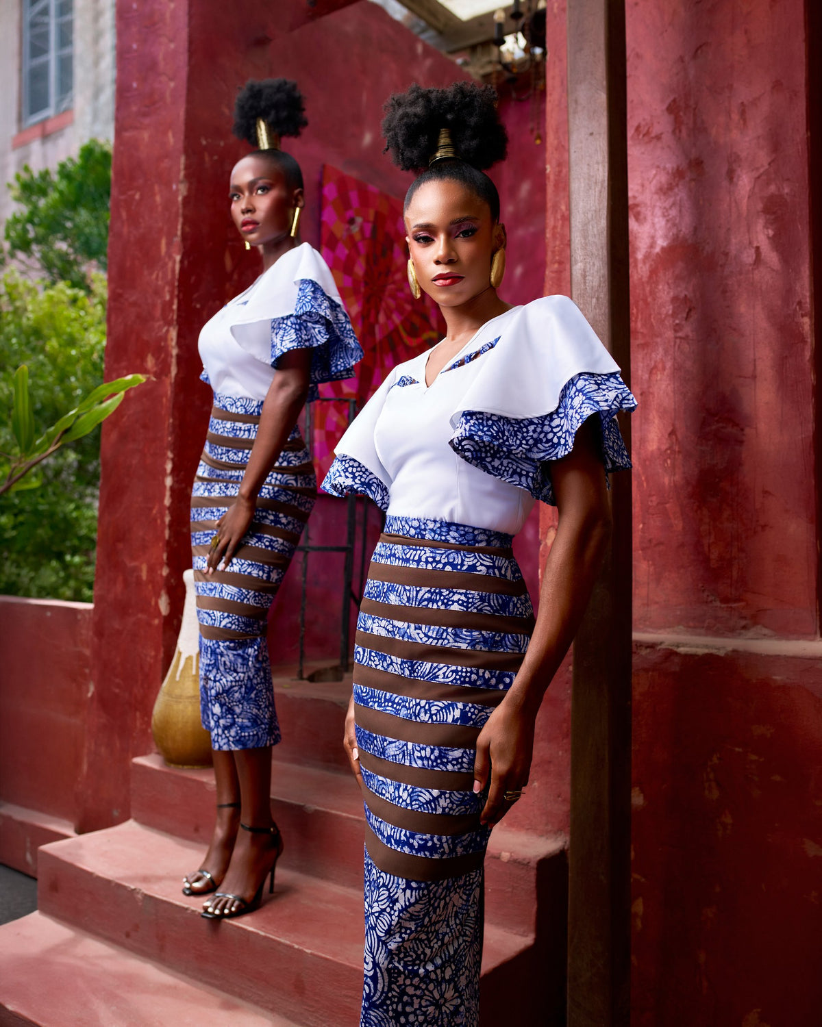 Floral striped skirt co-ord