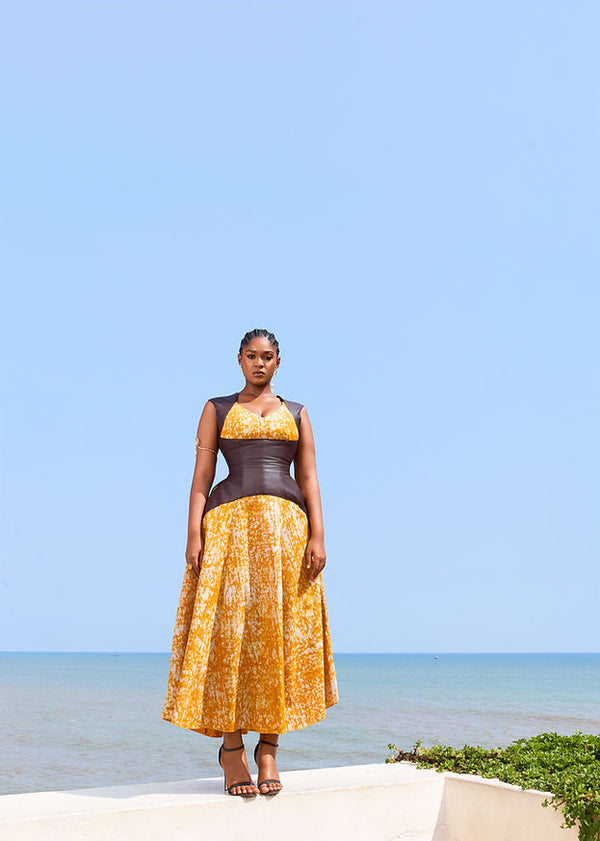 Batik in Leather Corset Dress