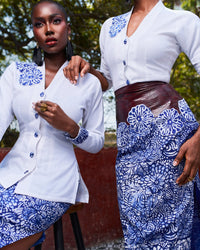 Floral batik and leather skirt co-ord