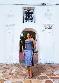 Denim Corset With Neesa Batik Eyelet Skirt