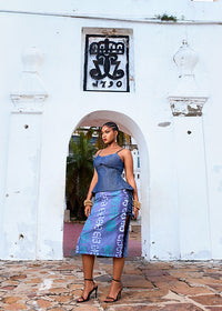 Denim Corset With Neesa Batik Eyelet Skirt