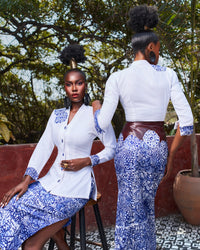 Floral batik and leather skirt co-ord