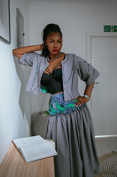 Grid Jacket And Skirt Combo