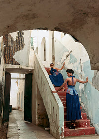 Halter Blouse With Denim Detail Skirt