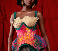 Jute and batik contoured top
