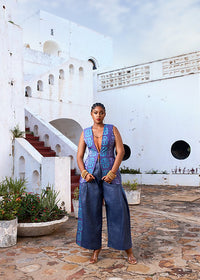 Neesa Batik Vest With Barrel Jeans Combo