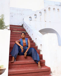 Neesa Batik Vest With Barrel Jeans Combo