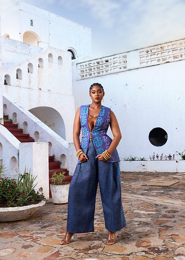 Neesa Batik Vest With Barrel Jeans Combo