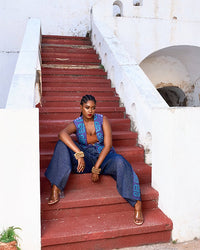 Neesa Batik Vest With Barrel Jeans Combo