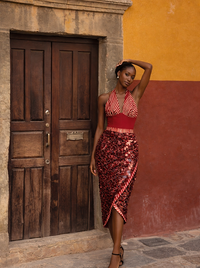 Red Sequins Blouse