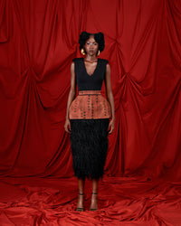 Feathered Bogolan Skirt