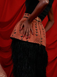 Feathered Bogolan Skirt