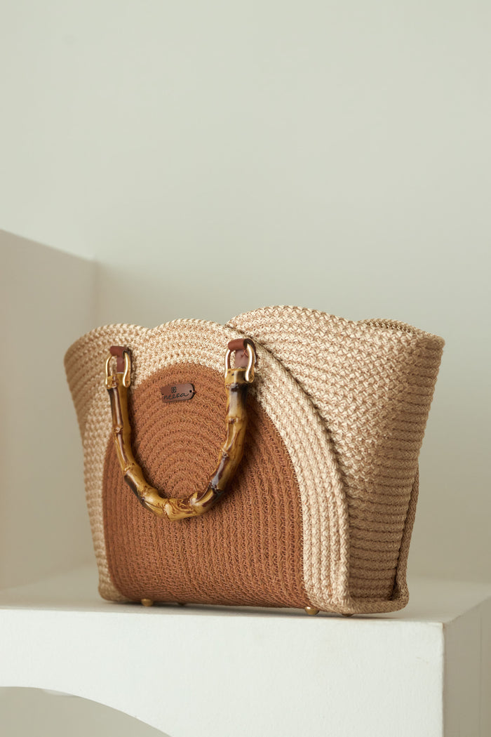 Neesa Arch Tote Bag With Bamboo Handle