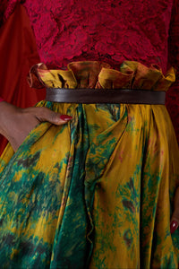 Silk Batik Leather Band Skirt
