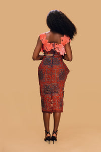 Side Peplum With Velvet Lace Insert Skirt