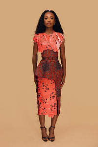 Side Peplum With Velvet Lace Insert Skirt