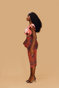 Side Peplum With Velvet Lace Insert Skirt