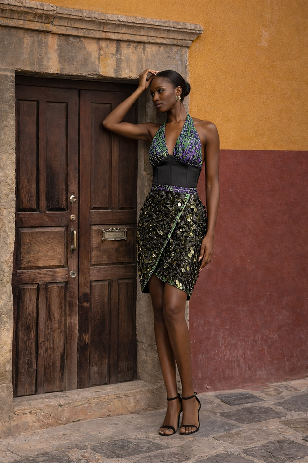 Sequins Mini Skirt Combo