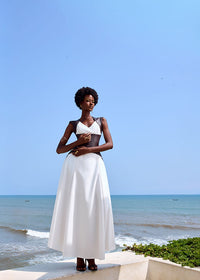 White In Leather Corset Dress