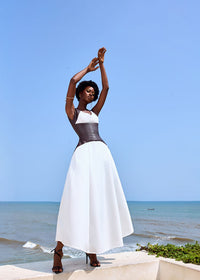 White In Leather Corset Dress