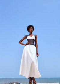 White In Leather Corset Dress