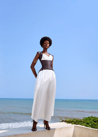 White In Leather Corset Dress