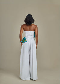 White Jumpsuit with African Print Detail