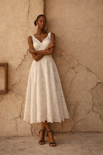 White Kente Lace Dress